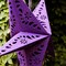 In the Breeze 9175 — Purple Paper Star Lantern — Hanging Party and Home Décor with Painted Gold Accents — Handmade, Dyed Paper